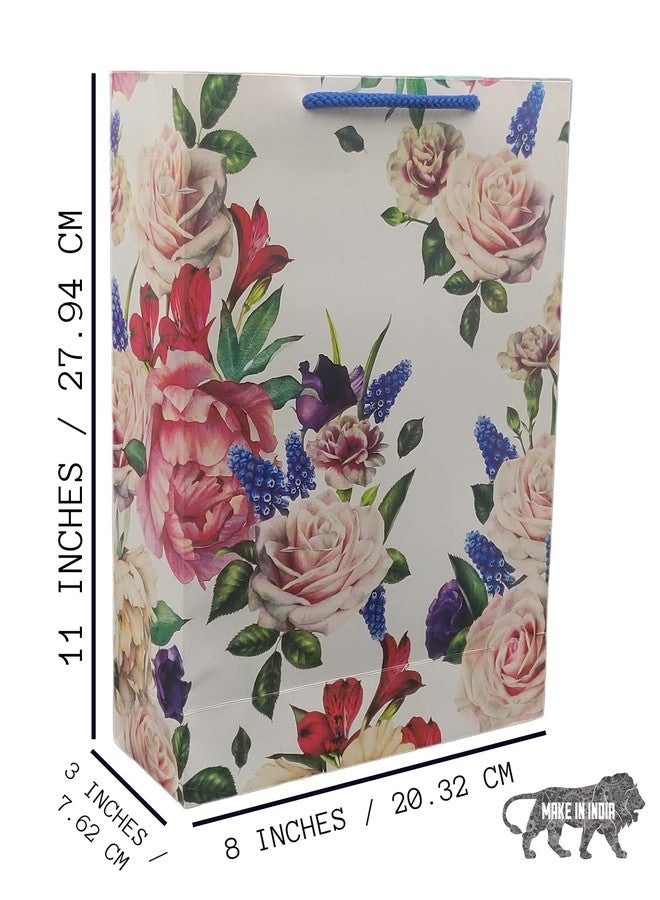Arrow Paper Products Deluxe Rose Flower Printed Paper Gift Bags for Return Gifts | Weddings | Birthday | Holiday Gifting & Presents (Size: 28x20x7.5 cm | Pack of 80) - Image 4